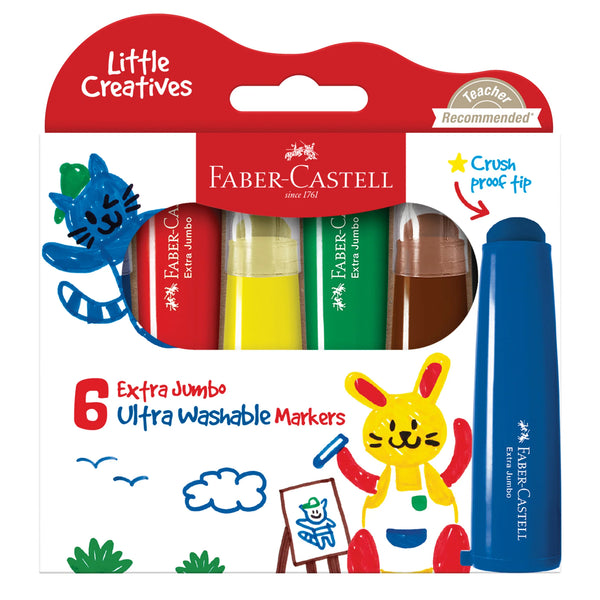 FC: Little Creatives 6 Extra Jumbo Ultra Washable Markers - Ages 3+