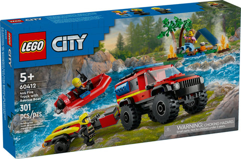Lego: City 4x4 Fire Truck with Rescue Boat - Ages 5+