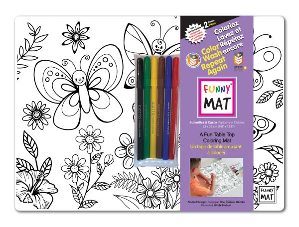 Funny Mat: Compact Set of 2 with 6 Giotto Markers: Butterfly & Castle - Ages 3+