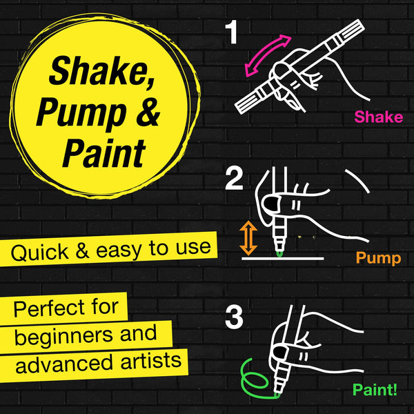FC: Black Edition 4 Shake & Paint Acrylic Markers - Neon - Ages 13+