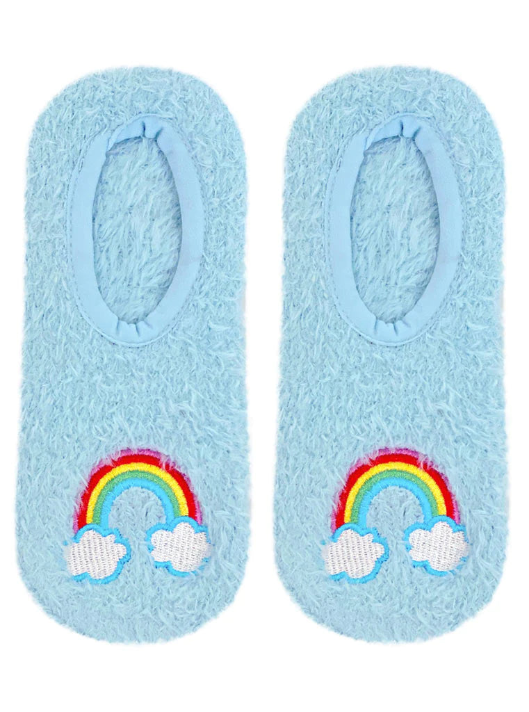 Fuzzy Rainbow Slipper Socks - One Size Fits Most