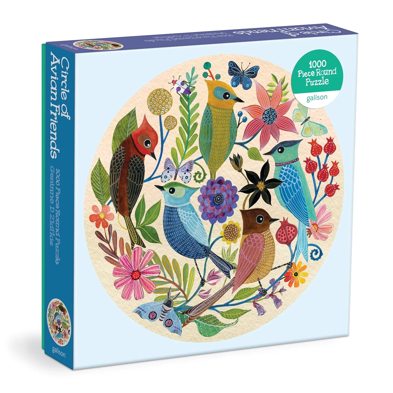 1000 Pieces: Circle of Avian Friends Round Puzzle - Ages 12+