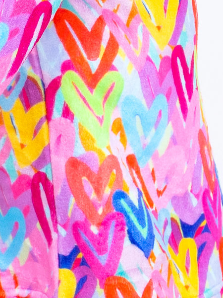 Plush Shorts: Graffiti Hearts - Pink - Multiple Sizes Available