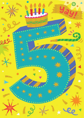 GC: Age 5 Lettering - Birthday Card