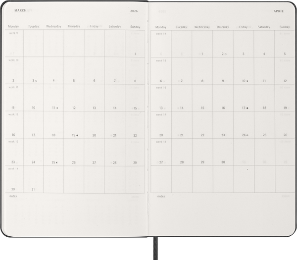 Moleskin: Classic Weekly Diary/Planner 2026 Large Hardcover Black