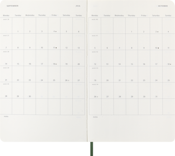 Moleskin: Classic Weekly Diary/Planner 2026 Large Softcover Myrtle Green