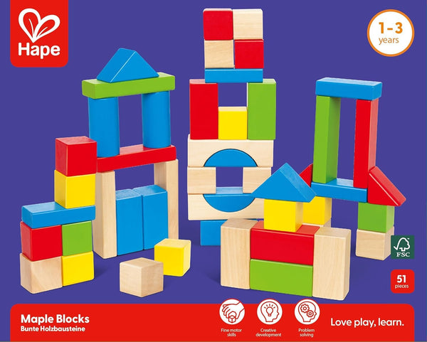 Hape Wooden Building Blocks - 51 Piece Set