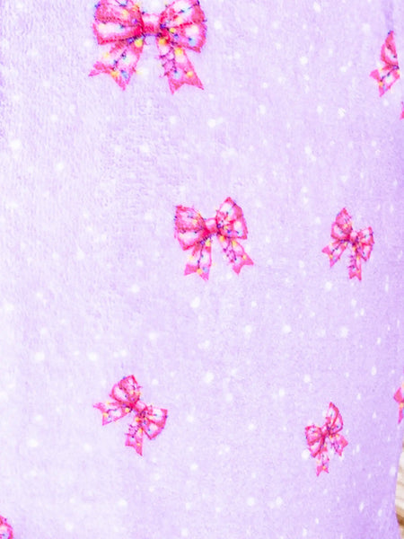 Plush Shorts: Holiday Bows - Purple  - Multiple Sizes Available