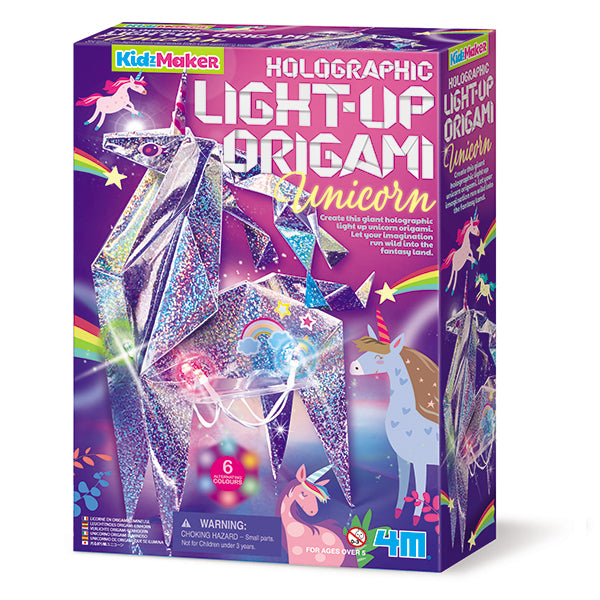 4M: Holographic Light-Up Origami Unicorn - Ages 5+