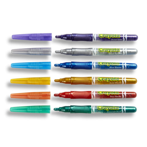 Crayola: Glitter Markers, 6 Count - Ages 3+
