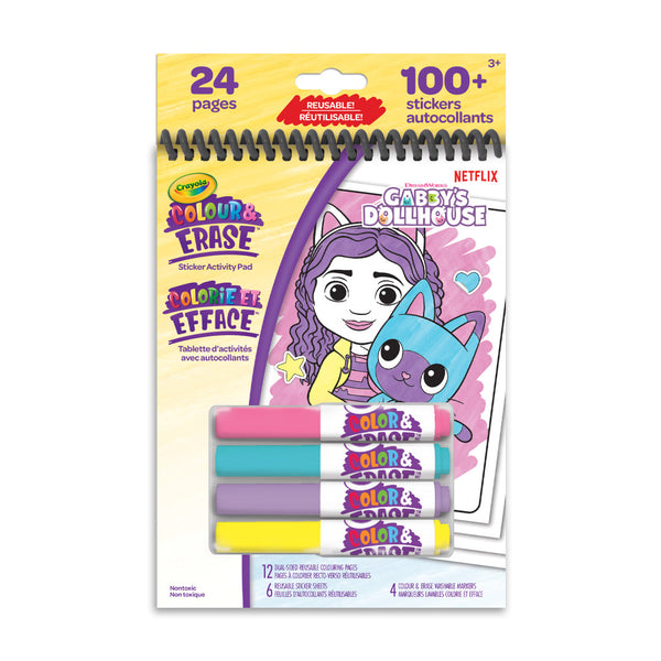 Crayola - Colour & Erase Reusable Sticker Activity Pad, Gabby's Dollhouse