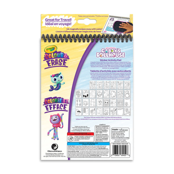 Crayola - Colour & Erase Reusable Sticker Activity Pad, Gabby's Dollhouse