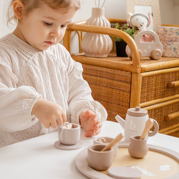 Label Label: Wooden Tea Set Nougat - Ages 18mths+