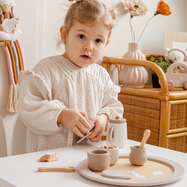 Label Label: Wooden Tea Set Nougat - Ages 18mths+