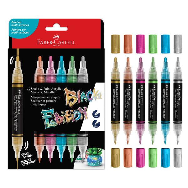 FC: Black Edition 6 Shake & Paint Acrylic Markers - Metallic - Ages 13+
