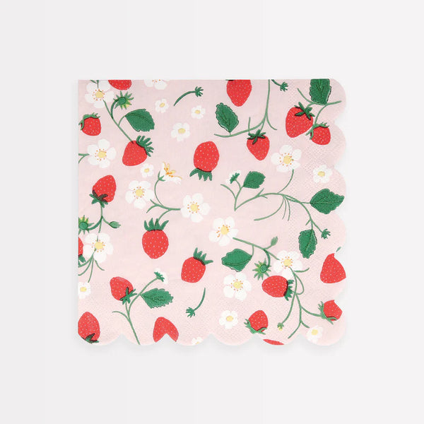 MM: Strawberry Pattern Large Napkins - 16 Pieces