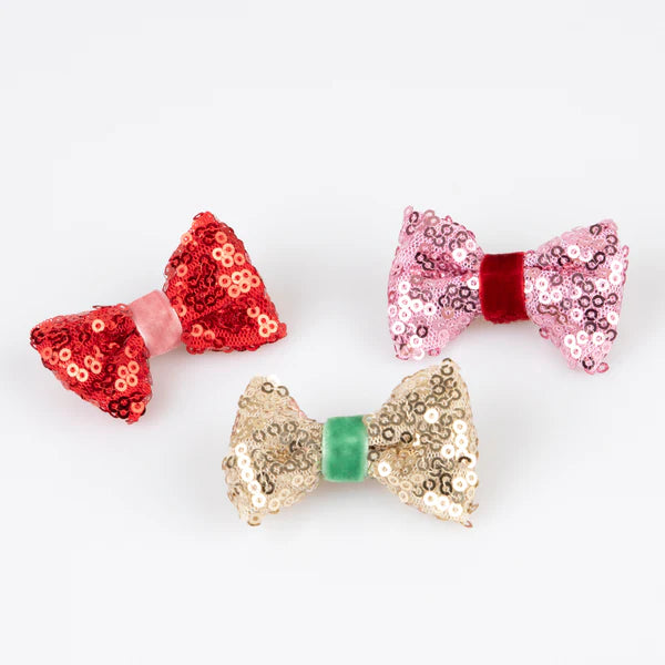 MM: Sequin & Velvet Mini Bow Hairclip - Age 4+