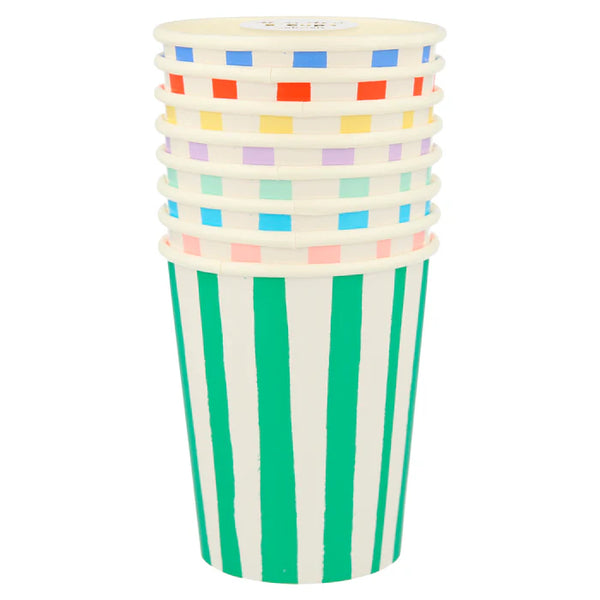 MM: Mixed Stripe Cups: 8 Pieces