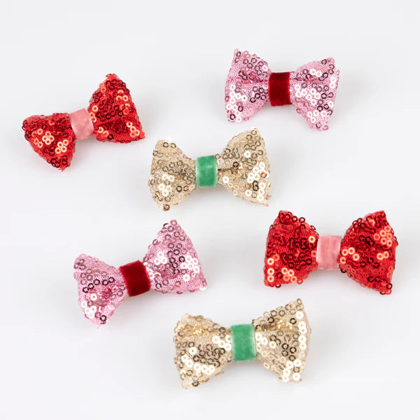 MM: Sequin & Velvet Mini Bow Hairclip - Age 4+