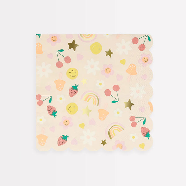MM: Happy Icons Pattern Large Napkins - 16 Pieces
