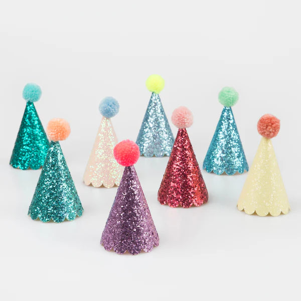 MM: Mini Glitter Party Hats 8 Pieces