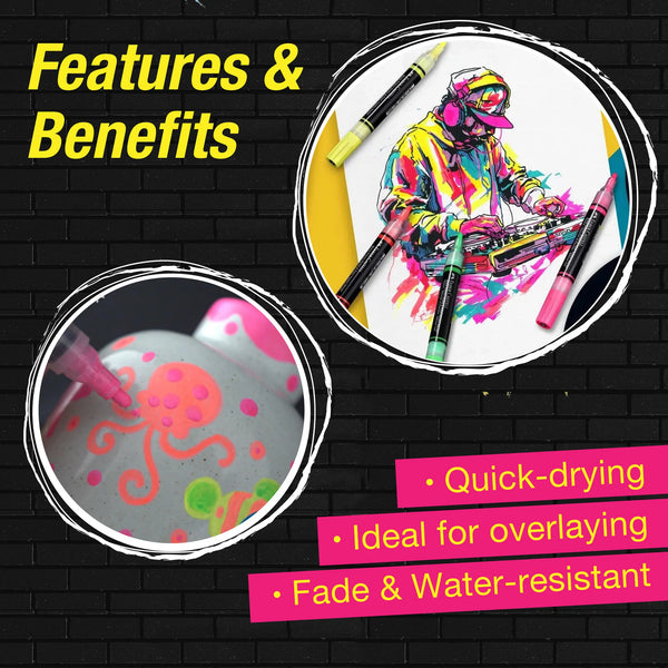 FC: Black Edition 4 Shake & Paint Acrylic Markers - Neon - Ages 13+