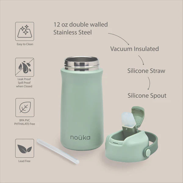 Noüka Stainless Steel Drinking Bottle 12oz. Shifting Sand