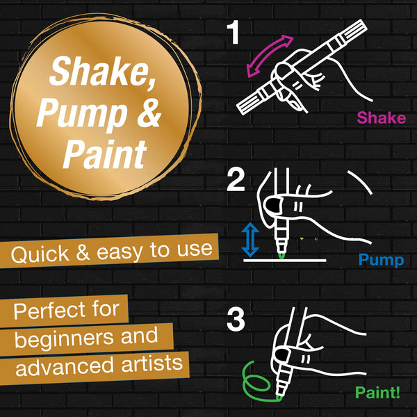 FC: Black Edition 6 Shake & Paint Acrylic Markers - Metallic - Ages 13+