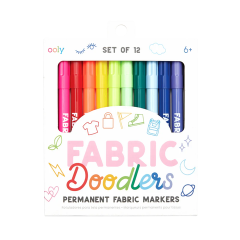 Ooly: Fabric Doodlers: 12 Permanent Fabric Markers - Ages 6+