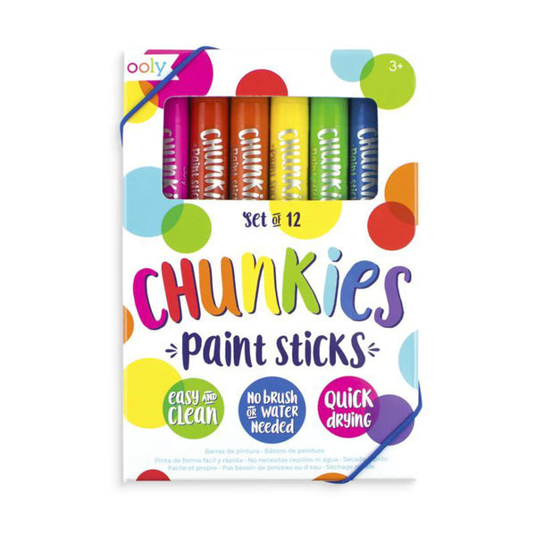 Ooly: Chunkies  12 Paint Sticks Pack - Ages 3+