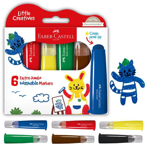 FC: Little Creatives 6 Extra Jumbo Ultra Washable Markers - Ages 3+