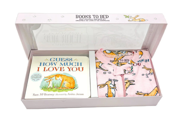 Books to Bed: Guess How Much I Love You Book and Pink Infant Coverall Set - Multiple Sizes Available