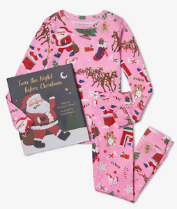 Books to Bed: Twas the Night Before Christmas Book and Pink Pajama Set - Multiple Sizes Available