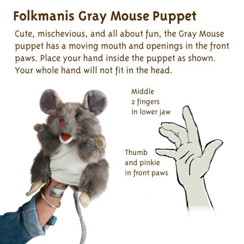 Folkmanis: Gray Mouse Puppet - Ages 3+