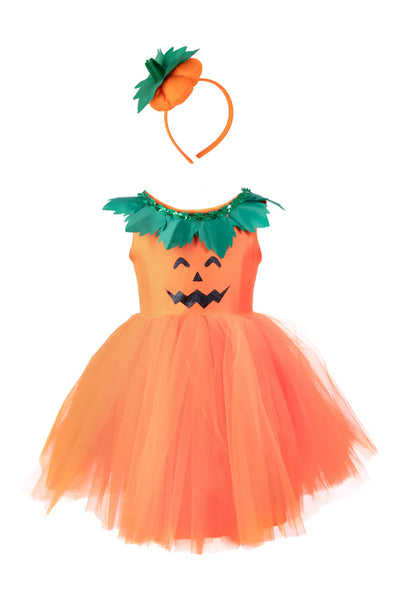 GP: Pumpkin Patch Princess Dress and Headband Set - Available in Multiple Sizes