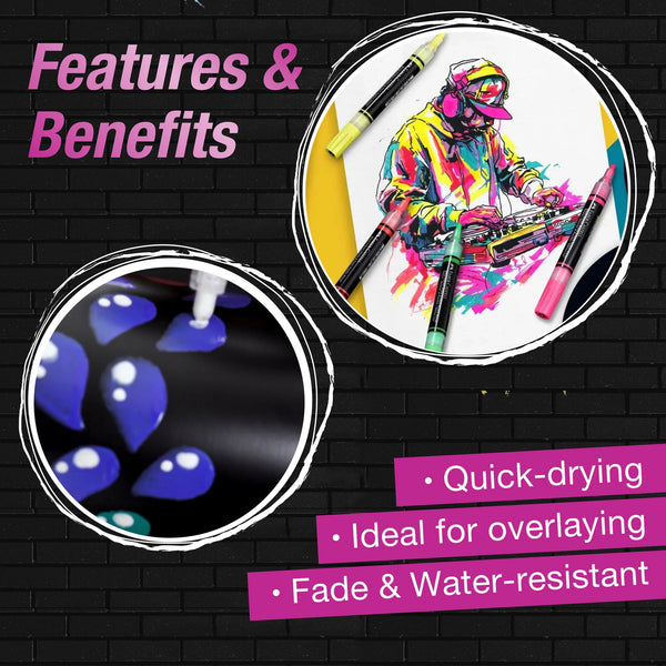 FC: Black Edition 6 Shake & Paint Acrylic Markers - Metallic - Ages 13+