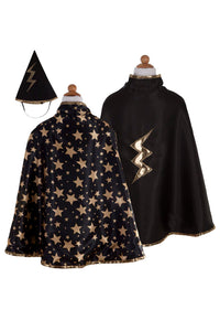 Reversible Wizard Cape & Hat Set: Black - Size 4/6