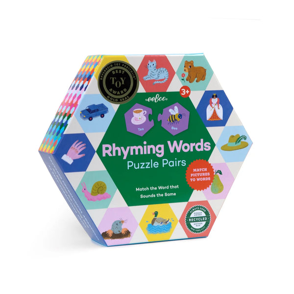 Rhyming Words Hexagonal Puzzle Pairs - Ages 3+