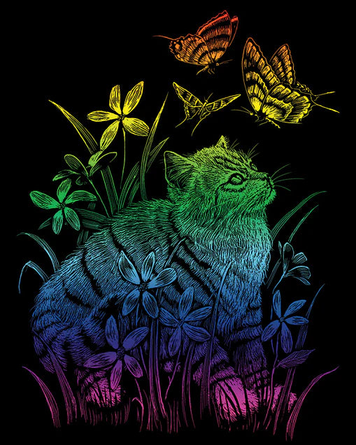 Engraving Art: Kitten and Butterflies - Ages 8+