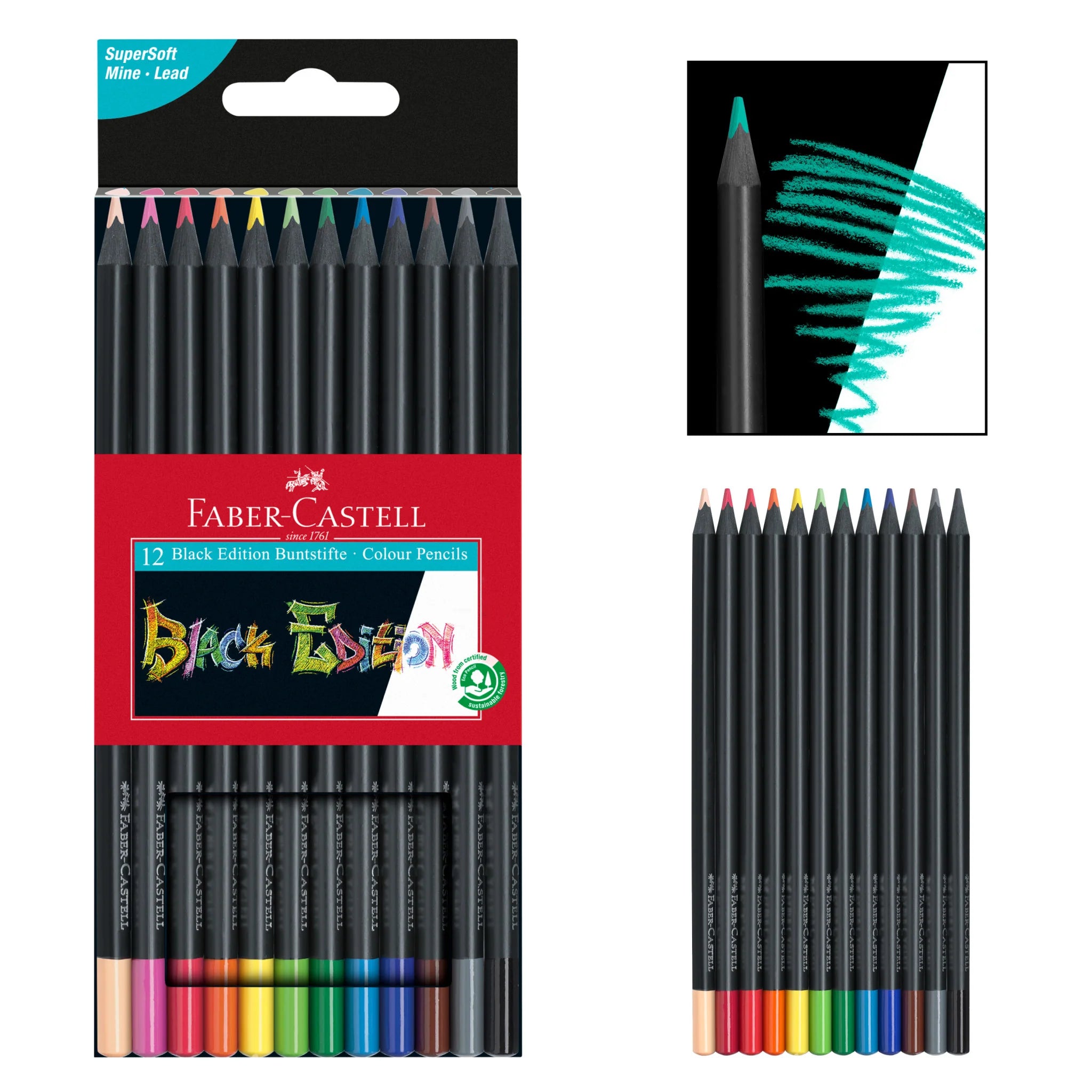 FC: Black Edition 12 Coloured Pencils - Ages 13+