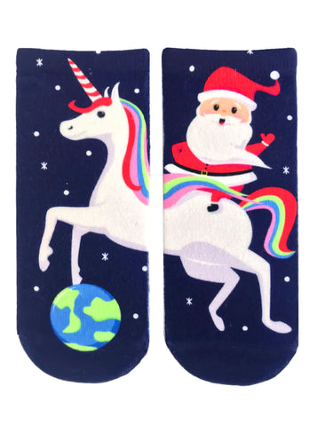 Santa Unicorn Ankle Socks - One Size Fits Most