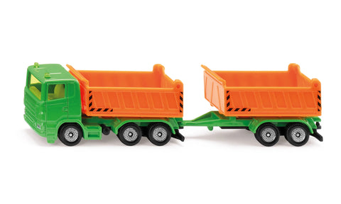 Siku: Truck With Dumper Body and Tipping Trailer (Green & Orange) - Toy Vehicle - Ages 3+