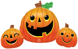 Smiley Pumpkin Trio Balloon 35"