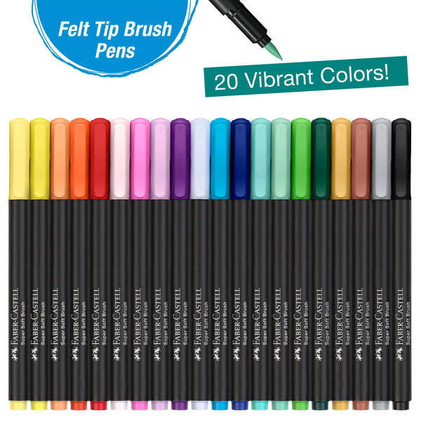 FC: Black Edition 20 Felt Tip Soft Brush Markers - Ages 13+