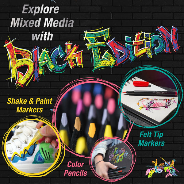 FC: Black Edition 6 Shake & Paint Acrylic Markers - Metallic - Ages 13+