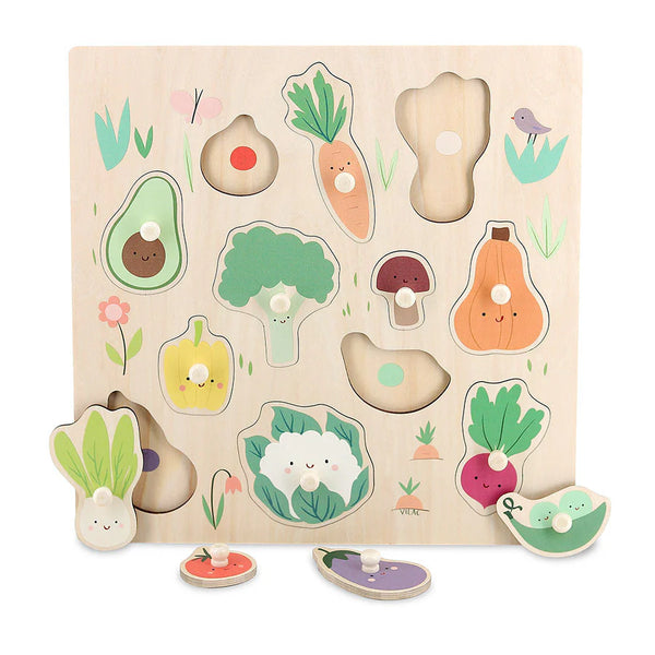 Vilac: Vegetable Peg Puzzle by Sarah Betz - Age 18mths+