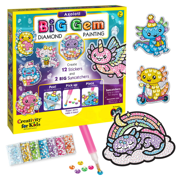 Creativity for Kids: Big Gem Diamond Painting Axolotl - Ages 6+