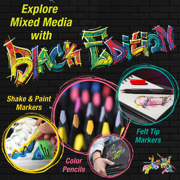 FC: Black Edition 4 Shake & Paint Acrylic Markers - Neon - Ages 13+