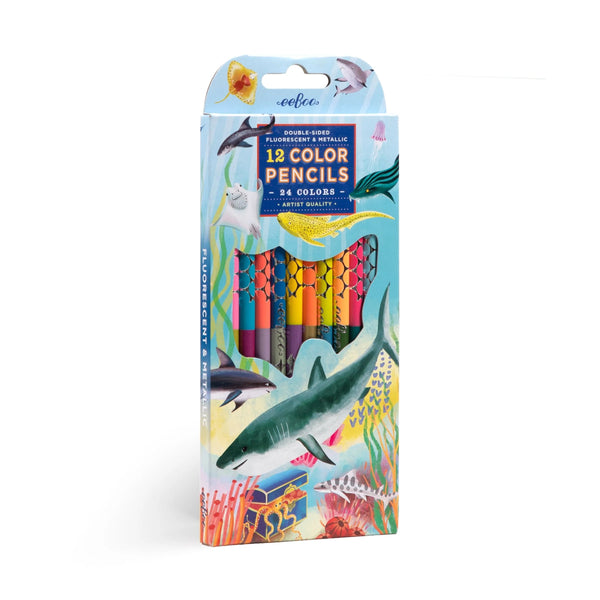 Eeboo Shark 12 Double Sided Pencils