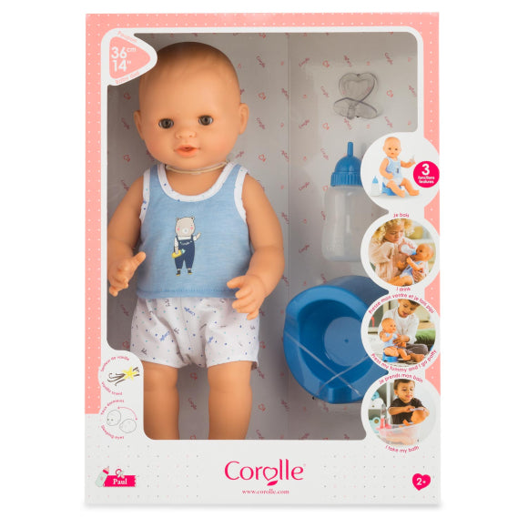 Corolle: Paul Drink-and-Wet Bath Baby 14" Doll - Ages 2+